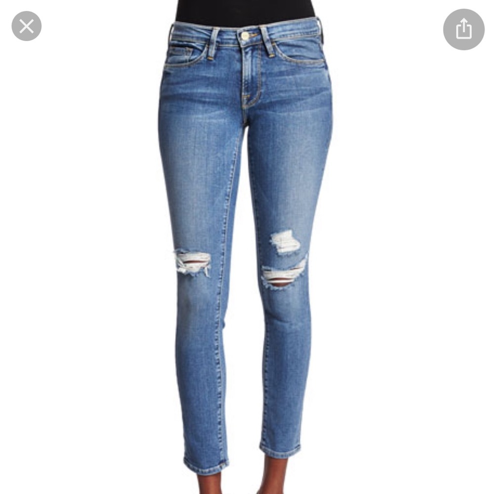 Frame Le Skinny de Jeanne distressed in blue size 30